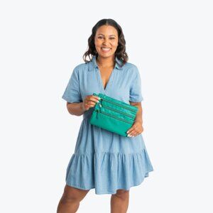 New Lug Kickline Triple Zip Storage Pouch in Kelly Green